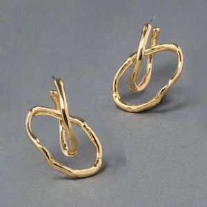Alexis Bittar Twisted Gold Interlock Hoop Earring